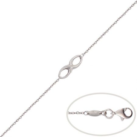 Pulsera infinito en brillo espejo oro blanco de 18k
