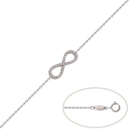 Pulsera infinito circonitas en oro blanco de 18k