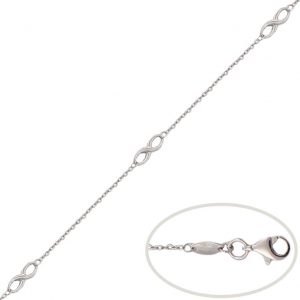 Pulsera infinitos en brillo oro blanco de 18k
