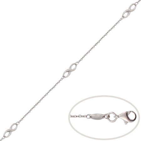 Pulsera infinitos en brillo oro blanco de 18k