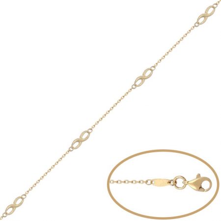 Pulsera infinitos y cadena en oro de 18k