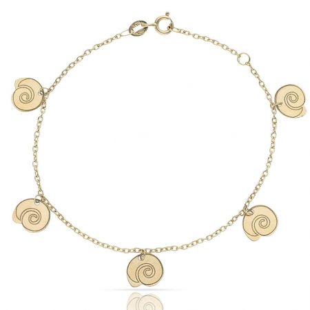 Pulsera mini charms caracolas en oro de 18k