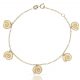 Pulsera mini charms caracolas en oro de 18k