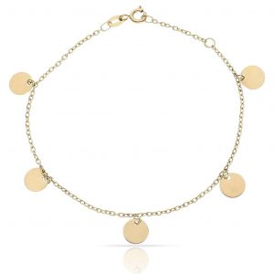 Pulsera mini charms circulos en oro de 18k