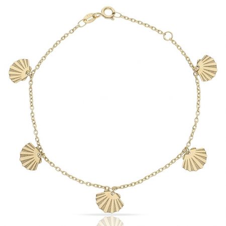 Pulsera mini charms de conchas en oro de 18k