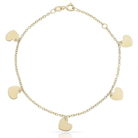 Pulsera mini charms corazones en oro de 18k