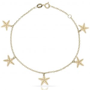 Pulsera mini charms estrellas de mar en oro de 18k