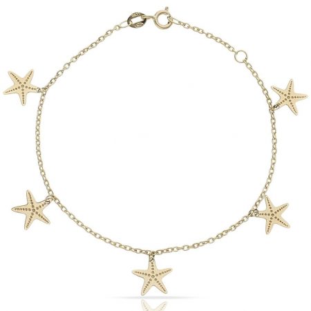 Pulsera mini charms estrellas de mar en oro de 18k