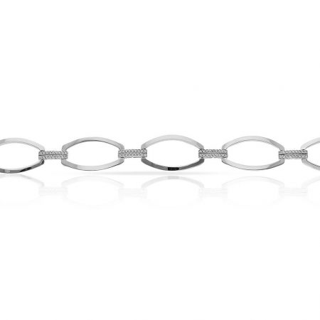 Pulsera eslabones y circonitas oro blanco de 18k