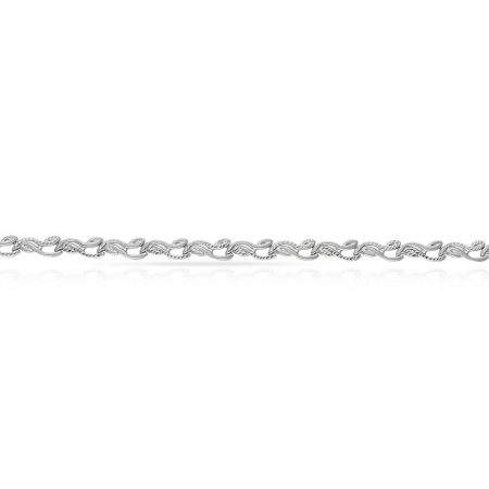 Pulsera tallada y brillo en oro blanco de 18k