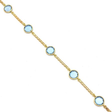 Pulsera con piedras de color azul en oro de 18k