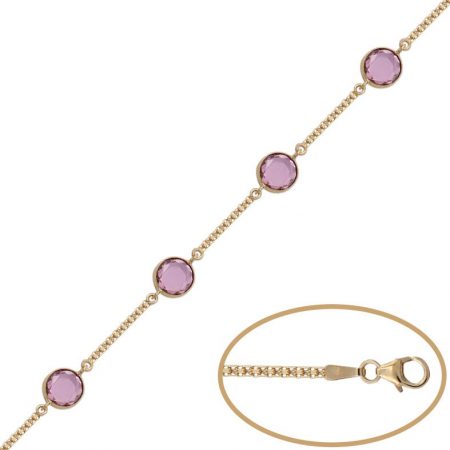 Pulsera con piedras rosas en oro de 18k