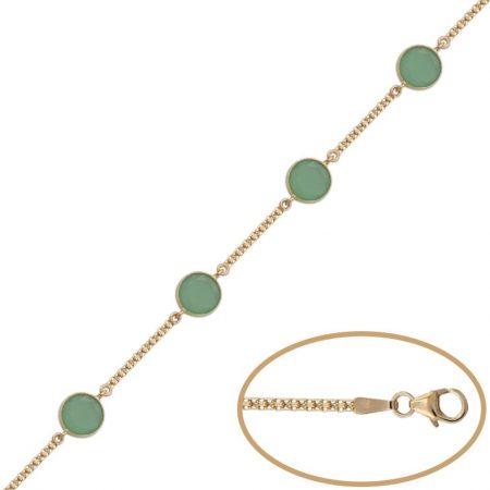 Pulsera con piedras de color verde en oro de 18k