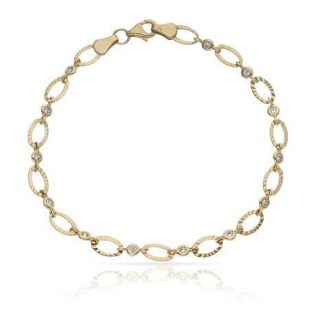 Pulsera troquelada circonitas de 5mm.en oro de 18k
