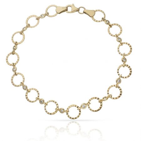 Pulsera troquelada circonitas 8mm.en oro de 18k