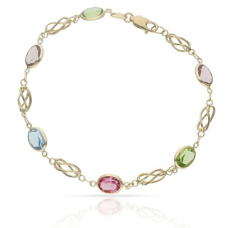 Pulsera tutti fruti y jaula en oro de 18k