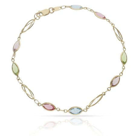 Pulsera tutti fruti y jaula en oro de 18k