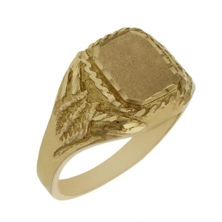 Sello cuadrado tallado en oro de 18k