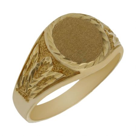 Sello ovalado tallado en mate y brillo en oro de 18k