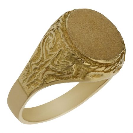 Sello ovalado tallado en mate y brillo en oro de 18k