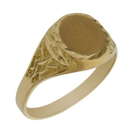 Sello ovalado tallado en mate y brillo en oro de 18k