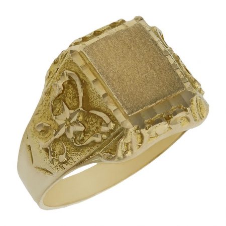 Sello rectangular tallado en mate brillo en oro de 18k