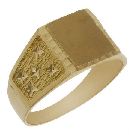 Sello rectangular tallado en mate brillo en oro de 18k