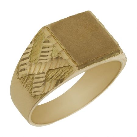 Sello rectangular tallado en mate brillo en oro de 18k