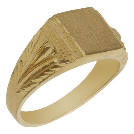 Sello rectangular tallado en mate brillo oro de 18k