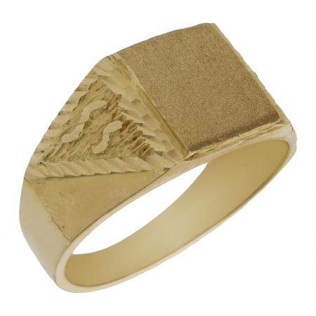 Sello rectangular tallado en mate brillo en oro de 18k
