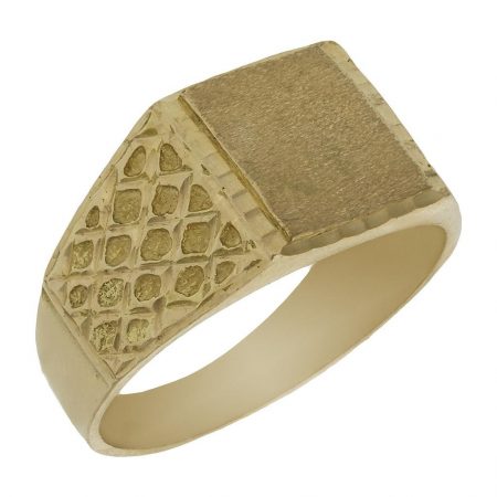 Sello rectangular tallado en mate brillo oro 18k