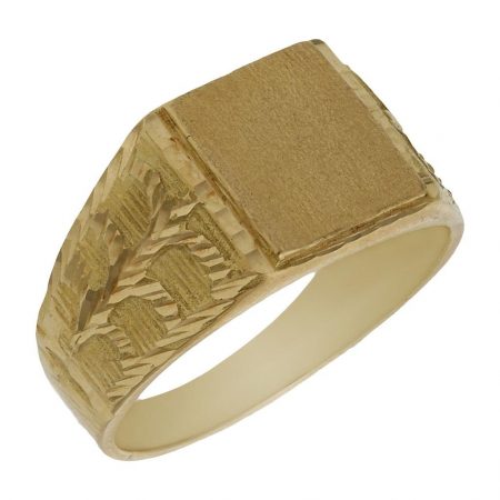 Sello rectangular tallado en mate brillo oro de 18k