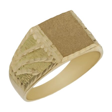 Sello rectangular tallado en mate y brillo en oro de 18k