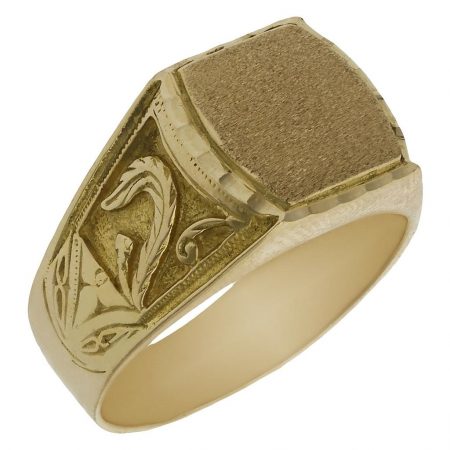 Sello rectangular tallado en oro de 18k