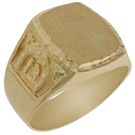 Sello rectangular tallado en oro de 18k