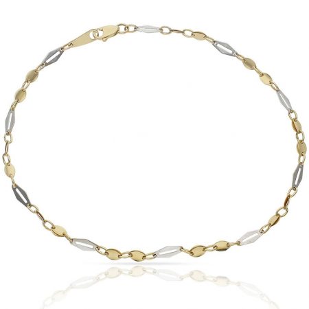 Tobillera bicolor en oro de 18k