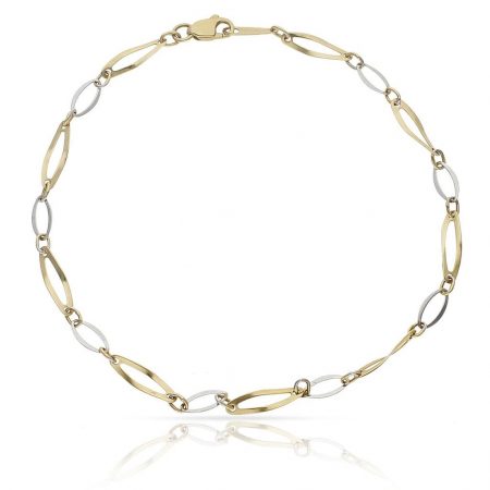 Tobillera bicolor en oro de 18k