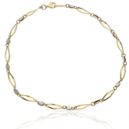 Tobillera bicolor en oro de 18k