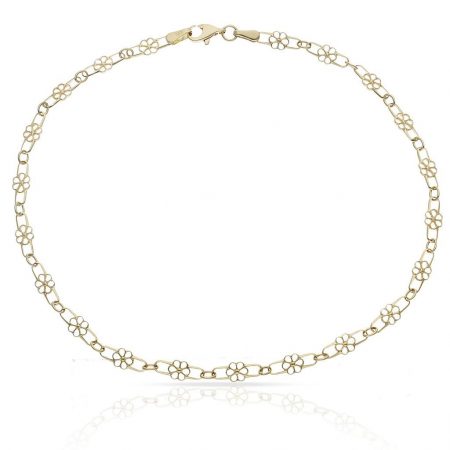 Tobillera flores en oro de 18k