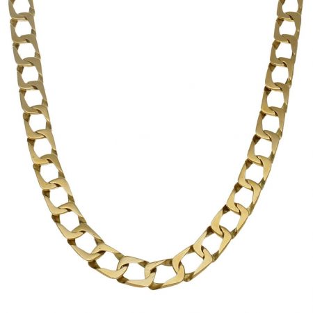 Cadena rectangular maciza ancho de 11mm. y largo 60cm. oro 18k