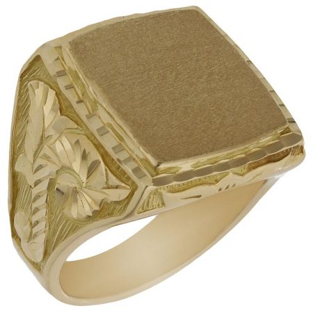 Sello cuadrado tallado en brillo oro de 18k