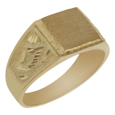 Sello rectangular tallado en brillo oro de 18k