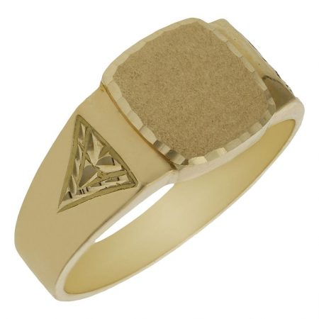 Sello cuadrado tallado en brillo en oro de 18k