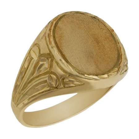 Sello oval tallado en brillo mate en oro de 18k