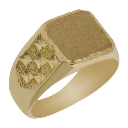 Sello rectangular tallado en brillo oro de 18k