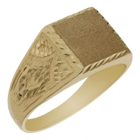 Sello rectangular tallado en brillo oro de 18k