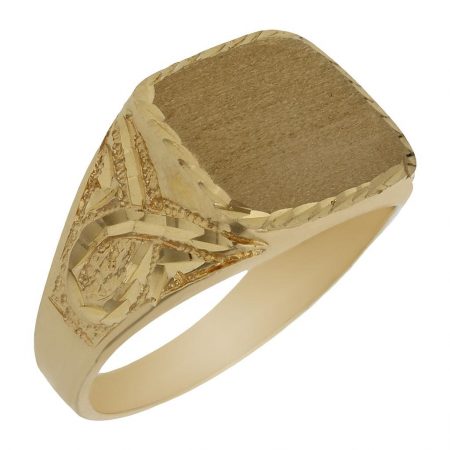 Sello rectangular tallado en brillo oro de 18k
