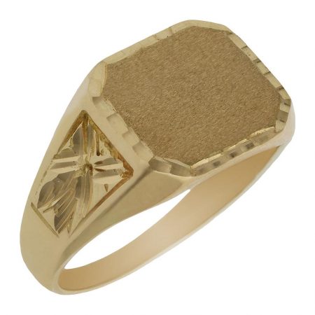 Sello rectangular tallado en brillo oro de 18k