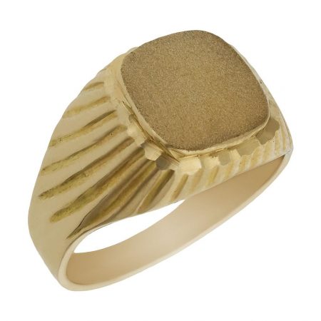 Sello rectangular tallado en brillo oro de 18k