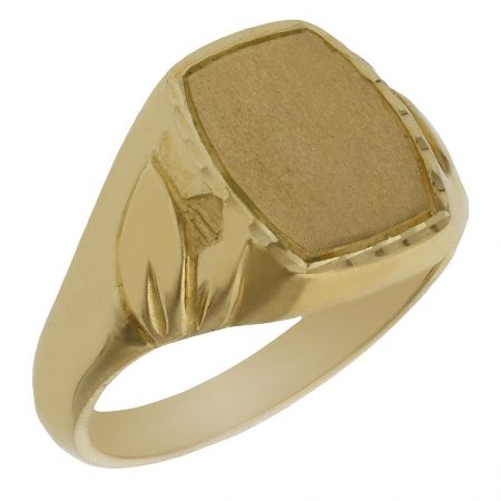 Sello rectangular tallado en brillo oro de 18k